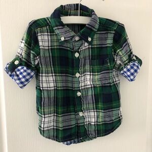 Gap Long Sleeve Plaid Shirt Size 12-18 Months